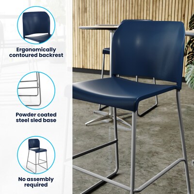 Flash Furniture Hercules Kenai Classic Plastic Stacking Full Back Bar Stool, Navy (RUT239AHBSNV)