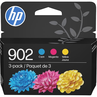 HP 902 Cyan/Magenta/Yellow Standard Yield Ink Cartridge, 3/Pack (T0A38AN#140)
