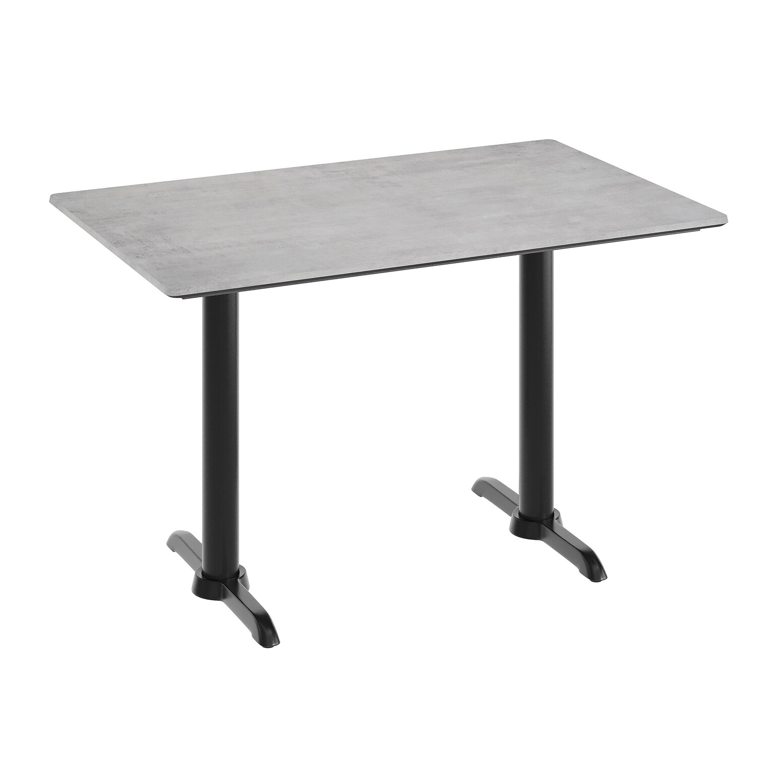 Flash Furniture Acadia Wooden Dining Table with T-Bases, 30D x 48W, Gray Faux Concrete/Black Base (ST3048CGT0522)