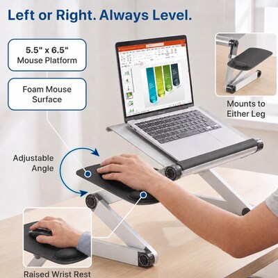 Uncaged Ergonomics WorkEZ Cool 16" Laptop Cooling Stand with 2 Fans, 3 USB Ports, Silver (WECs)