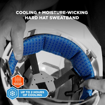 Chill-Its 6611 Hard Hat Cooling Sweatband Pad, Microfiber, Blue, 3/Pack (12447)