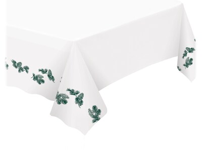 Amscan Calm and Bright Christmas Tablecover, White/Green, 3/Pack (572908)