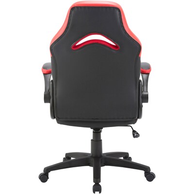 Lorell Vinyl Ergonomic Racing Gaming Chair, Red/Black (LLR84387)