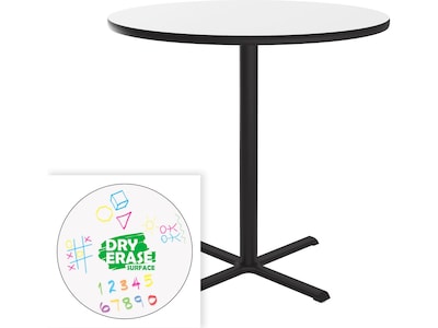 Correll 36" Round Dry-Erase Markerboard Cafe Table, Frosty White/Black (BXB36DER-80)