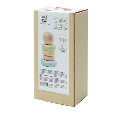 Plan Toys First Stacking Ring Pastel Baby Toy, Multicolored, 5/Pack (PTS5380)