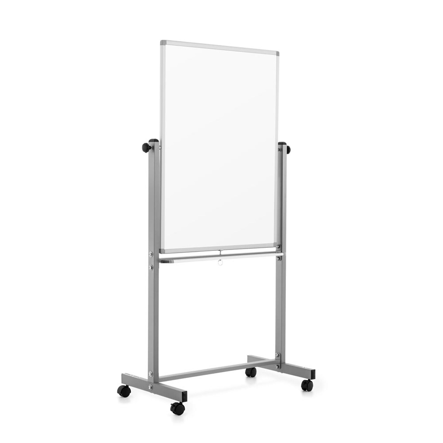 Luxor Double Sided Magnetic Porcelain Mobile Dry-Erase Whiteboard Easel, Aluminum Frame, 30W x 40H (DEMW001)