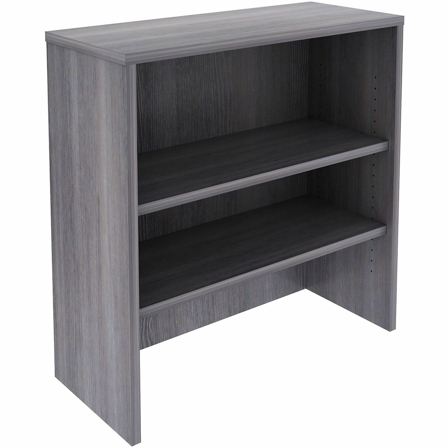 Lorell Essentials 36 2-Shelf Stack-on Bookcase with Adjustable-Shelves, Weathered Charcoal Laminate (LLR69628)