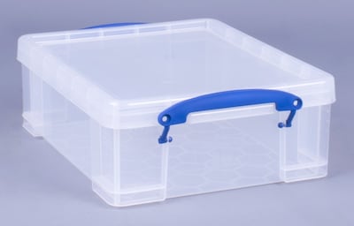 Really Useful Box 8.56 Quart Storage Box with Latching Lid, Plastic, Clear, 5/Pack (8.1LC-PK5CB)