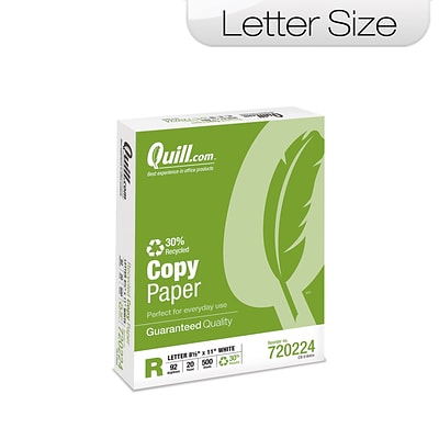 Quill Brand® 30% Recycled Copy Paper, 8-1/2 x 11, Letter Size, 92 Bright