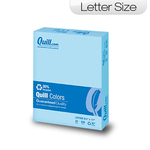 Quill Brand® 30% Recycled 8.5 x 11 Multipurpose Paper, 20 lbs., Blue, 500  sheets/Ream (720559)