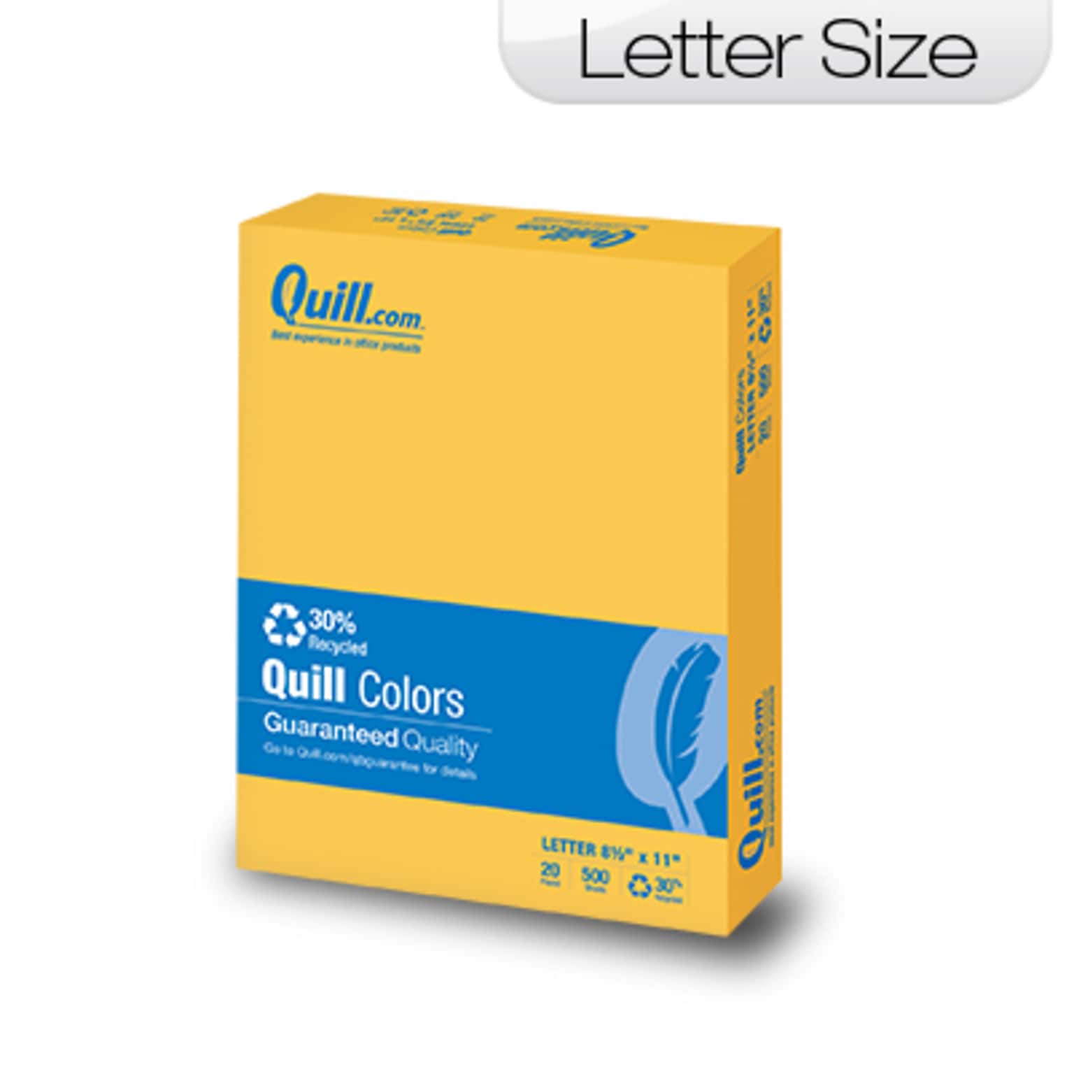 Quill Brand® 30% Recycled Multipurpose Paper, 20 lbs., 8.5 x 11, Goldenrod, 500 Sheets/Ream (720565)