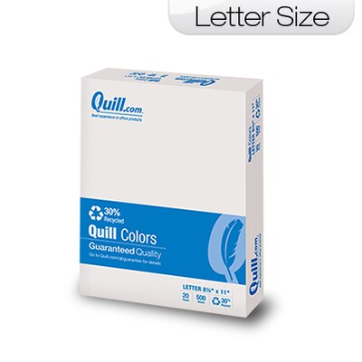 Quill Brand® 30% Recycled Multipurpose Paper, 20 lbs., 8.5 x 11, Gray, 500 sheets/Ream (720571)