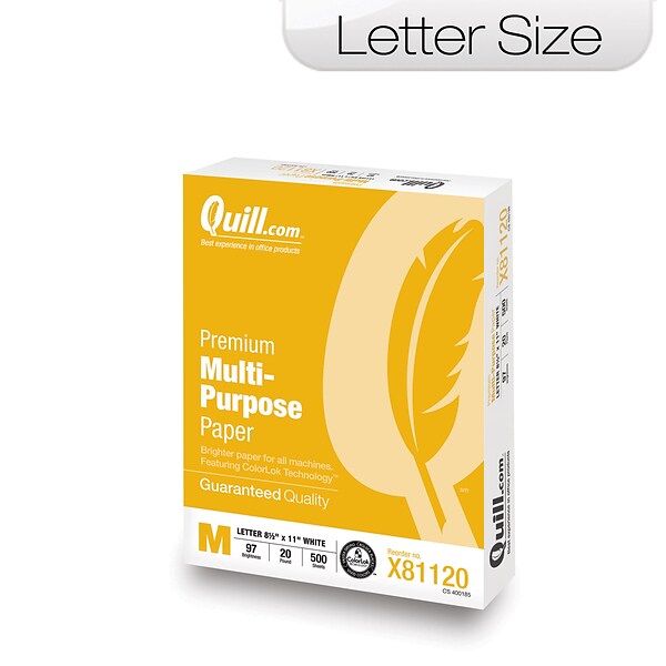 Quill Brand® 8.5 x 11 Premium Multi-Purpose Paper, 20 lbs., 97 Brightness, 500 Sheets/Ream (X81120)