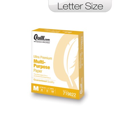 Quill Brand® 8.5 x 11 Multipurpose Paper, 22 lbs., 98 Brightness, 500 Sheets/Ream (719822)