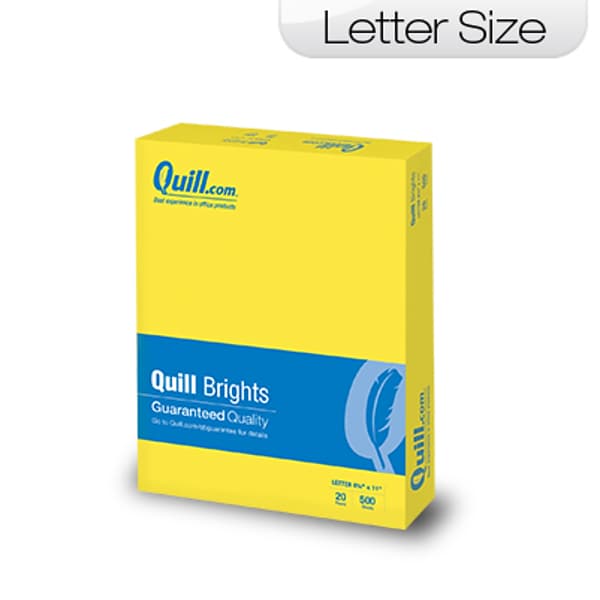 Quill Brand® Brights Multipurpose Colored Paper, 20 lbs., 8.5 x 11, Lemon Yellow, 500 Sheets/Ream (722431)