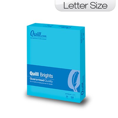 Quill Brand® Brights Multipurpose Colored Paper, 20 lbs., 8.5 x 11, Blue, 500 Sheets/Ream (722321)