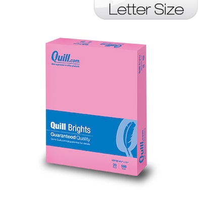 Quill Brand® Brights Multipurpose Paper, 20 lbs., 8.5" x 11", Pink, 500 Sheets/Ream (722421)