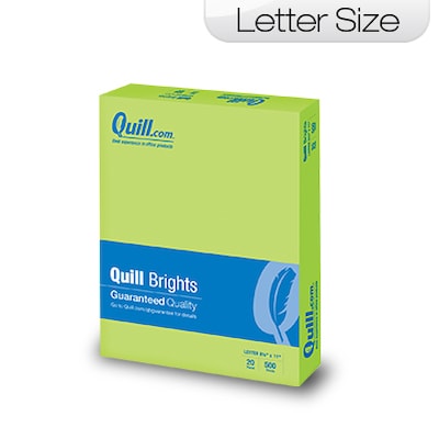 Quill Brand® Brights Multipurpose Paper, 20 lbs., 8.5 x 11, Green, 500 Sheets/Ream (722381)