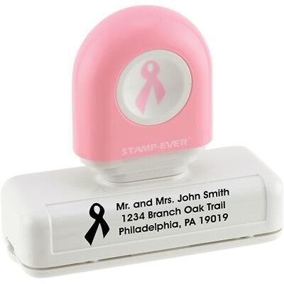 Stamp-Ever® Pre-Inked Breast Cancer Awareness Stamp; 1x3, Up to 7 Lines