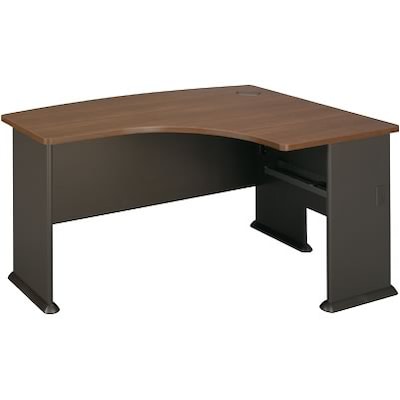 Bush Business Furniture Cubix Collection in Sienna Walnut/Bronze Finish, Right L-Bow Desk, Installed (WC25522FA)