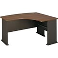Bush Business Furniture Cubix Collection in Sienna Walnut/Bronze Finish, Right L-Bow Desk, Installed (WC25522FA)