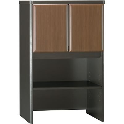 Bush Business Furniture Cubix® Collection in Sienna Walnut/Bronze Finish, Storage Hutch, 24W, Installed (WC25525PFA)