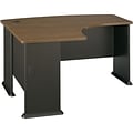 Bush Business Furniture Cubix Collection in Sienna Walnut/Bronze Finish, Left L-Bow Desk, Installed (WC25533FA)