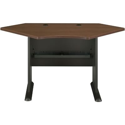 Bush Business Furniture Cubix Collection in Sienna Walnut/Bronze Finish, Corner Desk, 42W, Installed (WC25542FA)