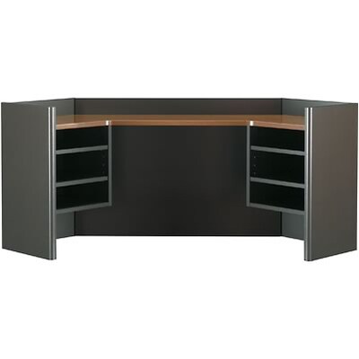 Bush Business Furniture Cubix® Collection in Sienna Walnut/Bronze Finish, Corner Hutch, 42W, Installed (WC25543FA)