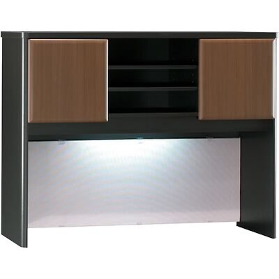 Bush Business Furniture Cubix Collection in Sienna Walnut/Bronze Finish, Hutch, 48W, Installed (WC25549FA)