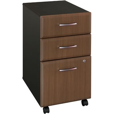 Bush Business Furniture Cubix® Collection in Sienna Walnut/Bronze Finish; 3-Drawer File, Fully Assembled