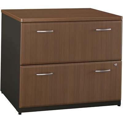 Bush Business Furniture Cubix® Collection in Sienna Walnut/Bronze Finish; Lateral File, Fully Assembled
