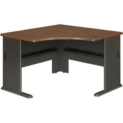 Bush Business Furniture Cubix Collection in Sienna Walnut/Bronze Finish, Corner Desk, 47-1/4W, Installed (WC25566FA)