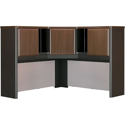 Bush Business Furniture Cubix Collection in Sienna Walnut/Bronze Finish, Corner Hutch, 47-1/4W, Installed (WC25567FA)