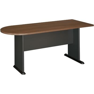 Bush Business Furniture Cubix Collection in Sienna Walnut/Bronze Finish, Peninsula, Installed (WC25571FA)