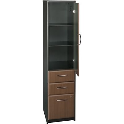 Bush Business Furniture Cubix Collection in Sienna Walnut/Bronze Finish; Vertical Locker, Fully Assembled