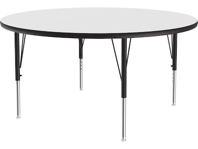 Correll 42 Round Activity Table, Height-Adjustable, Frosty White/Black (A42DE-RND-80)