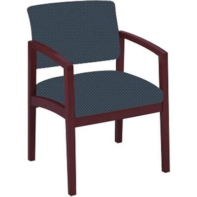Lesro Lenox Series Reception Furniture in Mahogany Finish w/Interval Blue Fabric; Guest Chair w/Arms