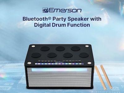 Emerson Bluetooth Party Speaker with Digital Drum Pads, Black (EDS-1000-BK)