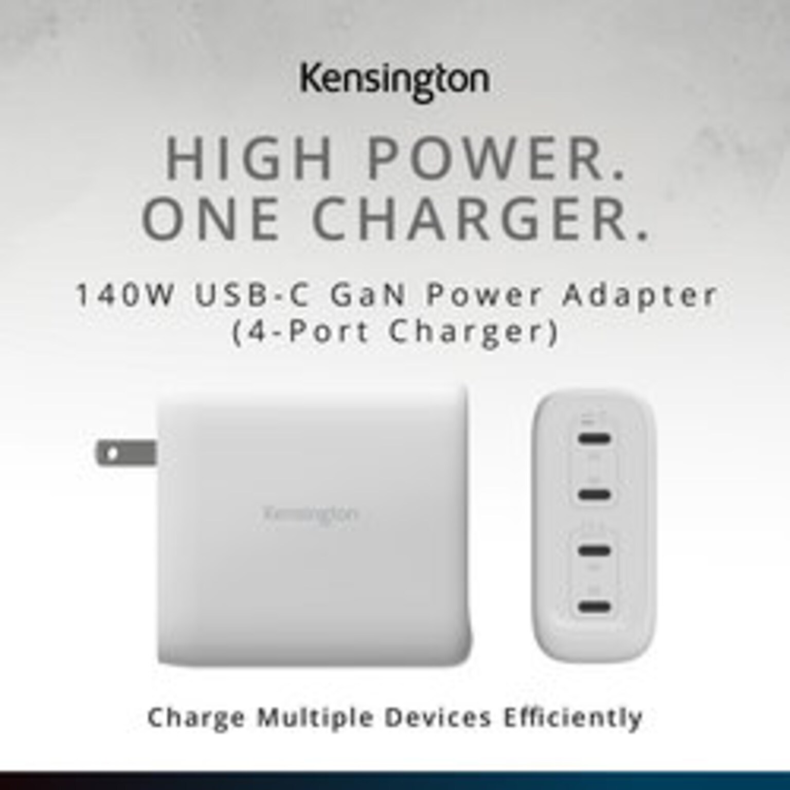 Kensington 140W USB-C GaN 4-Port Charger for Laptops & Mobile Devices, White (K38102NA)