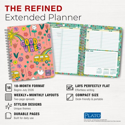 2026-2027 BrownTrout Good Vibes Wire-O 6.5" x 7.75" Academic Year Weekly Student Planner, Paperboard Cover (9798330708185)