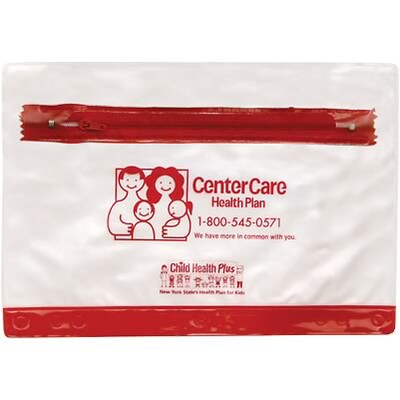 Custom Printed School Pouch; Clear with Colored Trim