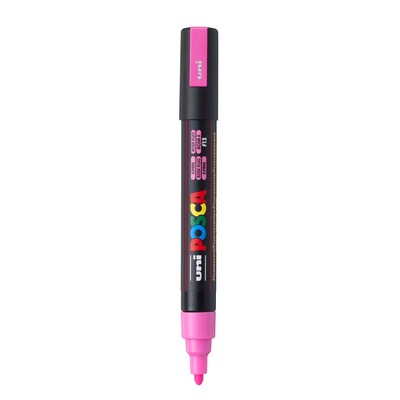POSCA PC-5M Water Based Paint Marker, Medium Bullet Tip, Fluorescent Pink, 3/Pack (UBCPC5MFPINK-3)