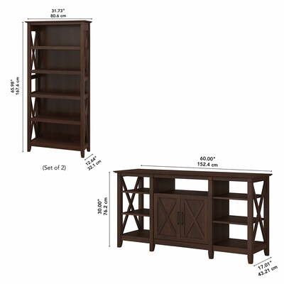 Bush Furniture Key West Console TV Stand, Screens up to 65", Bing Cherry (KWS027BC)