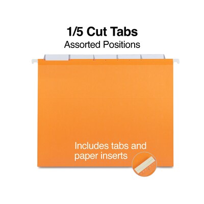 Staples Reinforced Hanging File Folders, 1/5-Cut Tab, Letter Size, Assorted Colors, 25/Box (ST18654-CC)