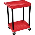 Luxor® Heavy-Duty Mobile Utility Cart; 2-Shelf; Red, 38-1/2Hx24Wx18D