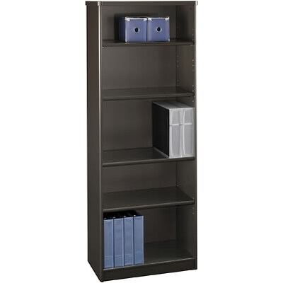 Bush Business Furniture Cubix Collection in Sienna Walnut/Bronze Finish, 5-Shelf Bookcase, Installed (WC25565FA)