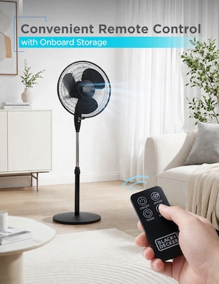 Black & Decker 16" Oscillating Pedestal Fan, 3-Speed, Black (BFSR16B)