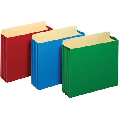 Quill Brand® Reinforced File Pocket, 3 1/2" Expansion, Letter Size, Assorted, 4/Pack (7FC1524E4ASST)