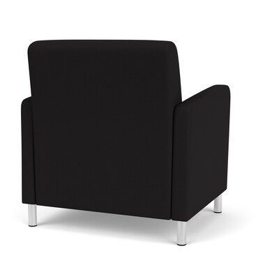 Lesro Ravenna Fabric Guest Chair, Open House Black/Brushed Steel (RV1201.FBS-01OHBK)